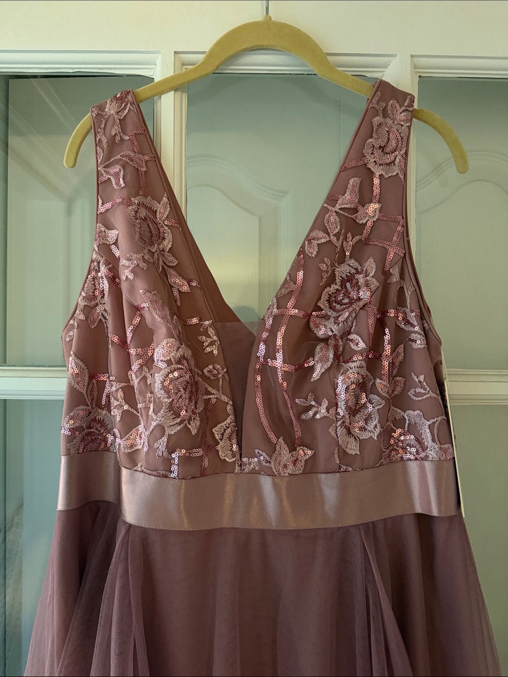 Ever Pretty Dusty Mauve V-Neck High-Low Tulle Dress - Picture 4 of 7